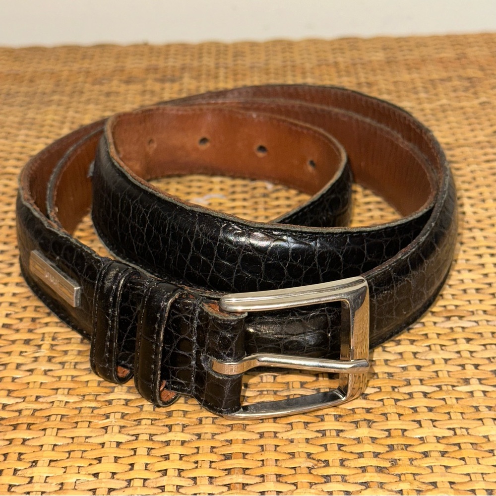 Vintage Polo Ralph Lauren Men's SZ 42 Snake Skin Print Leather Belt Dress Money